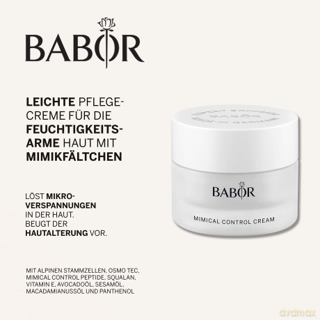 BABOR CLASSICS Mimical Control Cream, Leichte Gesichtscreme für trockene Haut, Gegen Mimikfalten und Mikroverspannungen, Vegane Formel, 50 ml