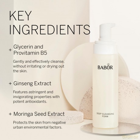 BABOR Deep Cleansing Foam für müde und fahle Haut, Erfrischender Reinigungsschaum zur täglichen Gesichtsreinigung, Vegane Formel, 1 x 200 ml
