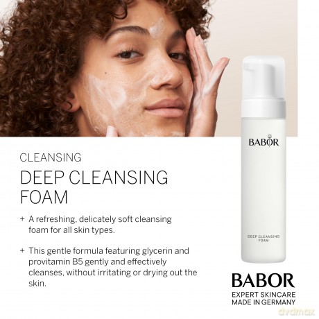 BABOR Deep Cleansing Foam für müde und fahle Haut, Erfrischender Reinigungsschaum zur täglichen Gesichtsreinigung, Vegane Formel, 1 x 200 ml