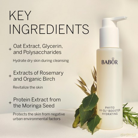 BABOR Phyto Hy-Öl Booster Hydrating für trockene Haut, Gesichtsreiniger zur Anwendung mit Hy-Öl, Mit Birke und Rosmarin, Vegane Formel, Phytoactive Hydro Base, 1 x 100 ml