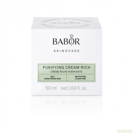 BABOR SKINOVAGE Purifying Cream rich, Reichhaltige Gesichtscreme für unreine Haut, Klärende und porenverfeinernde Gesichtspflege, Vegan, 50 ml