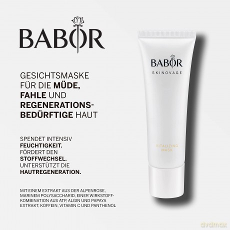 BABOR SKINOVAGE Vitalizing Mask für müde und fahle Haut, Feuchtigkeitsspendende Gesichtsmaske mit Vitamin C, Vegane Formel, 50 ml