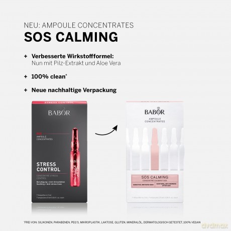BABOR SOS Calming, Serum Ampullen für das Gesicht, Mit Aloe Vera und Panthenol für sofort beruhigte Haut, Ampoule Concentrates, 7 x 2 ml