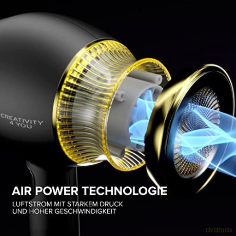 Bellissima Creativity 4 You Professioneller Haartrockner, 4 Zubehörteile, Diffusor, intelligente Temperaturregelung, Ionentechnologie, Beauty-Tasche, 2 Geschwindigkeiten, 3 Temperaturen, 1800 W
