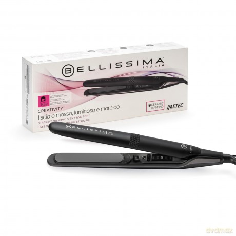 Bellissima Creativity Glätteisen, glattes oder gewelltes Haar, Keramikbeschichtung + Diamantpartikel, flexible Platten, 5 Temperaturen 150/230°C mit Speicher, konstante Hitze, schnelle Aufheizung