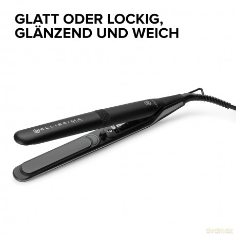 Bellissima Creativity Glätteisen, glattes oder gewelltes Haar, Keramikbeschichtung + Diamantpartikel, flexible Platten, 5 Temperaturen 150/230°C mit Speicher, konstante Hitze, schnelle Aufheizung