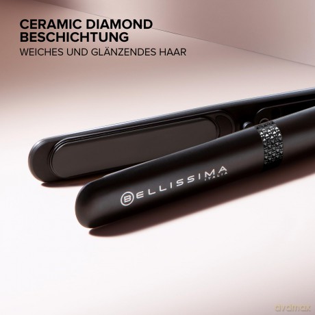 Bellissima Creativity Glätteisen, glattes oder gewelltes Haar, Keramikbeschichtung + Diamantpartikel, flexible Platten, 5 Temperaturen 150/230°C mit Speicher, konstante Hitze, schnelle Aufheizung