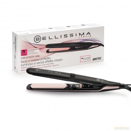 Bellissima Creativity Ion Glätteisen, glattes oder gewelltes Haar, Ionisator, Keramikbeschichtung + Diamantpartikel + Keratin, flexible Platten, 5 Temperaturen 150/230°C mit Memory-Funktion