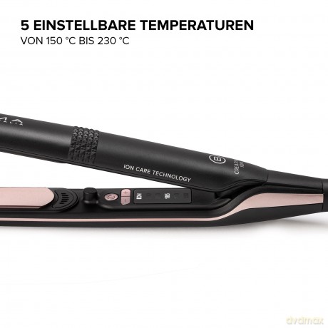 Bellissima Creativity Ion Glätteisen, glattes oder gewelltes Haar, Ionisator, Keramikbeschichtung + Diamantpartikel + Keratin, flexible Platten, 5 Temperaturen 150/230°C mit Memory-Funktion
