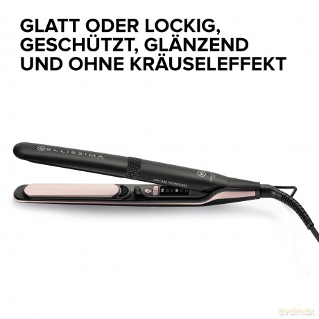 Bellissima Creativity Ion Glätteisen, glattes oder gewelltes Haar, Ionisator, Keramikbeschichtung + Diamantpartikel + Keratin, flexible Platten, 5 Temperaturen 150/230°C mit Memory-Funktion