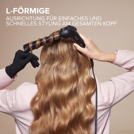 Bellissima Glam Waves, Lockenstab, konische Form, Display, 5 Temperaturen, Diamon-Keramik- und Keratin-Beschichtung, konstante Hitze, Anti-Verbrühungsspitze, schnelles Aufheizen