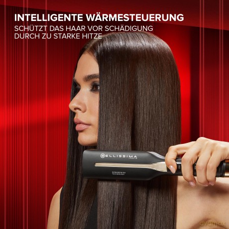 Bellissima Infrarot-Glätteisen, 4 Heizelemente, Keramik- und Keratinbeschichtung, 4 Temperaturen, flexibles Glätteisen, abgerundetes Design, schnelle Erwärmung, Beauty Bag