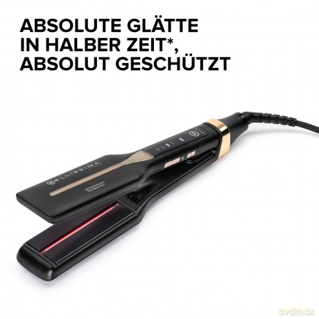 Bellissima Infrarot-Glätteisen, 4 Heizelemente, Keramik- und Keratinbeschichtung, 4 Temperaturen, flexibles Glätteisen, abgerundetes Design, schnelle Erwärmung, Beauty Bag