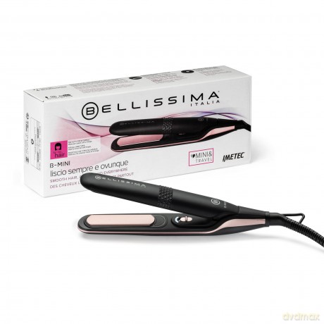 Bellissima Mini-Haarglätter für Tasche und Reisen, Glätteisen für glattes Haar jederzeit, überall, kompakt, leicht, Keramikbeschichtung, Temperatur 200 °C, automatische Mehrfachspannung, Beauty Bag