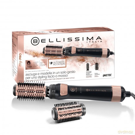 Bellissima My Pro Revolution BHS4 1100, Warmluftbürste, trocknet und modelliert, automatische Drehung in zwei Richtungen, 2 Bürsten mit 40 und 50 mm, Ionisator, 1000 W, Keramikbeschichtung