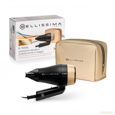 Bellissima Reisehaartrockner, tragbar und kompakt, 1400 Watt, klappbarer Griff, Präzisionskonzentrator, 2 Luft/Temperatur-Kombinationen, Reiseetui, Geschenkidee