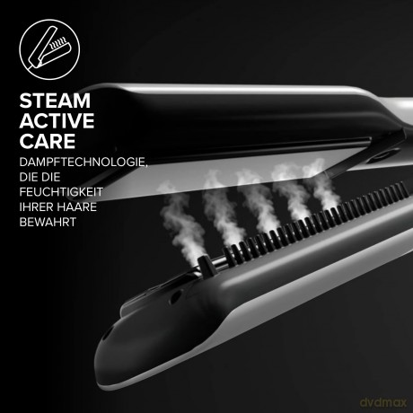 Bellissima Steam Elixir, Dampf- Haarglätter, glattes Haar in einem gang ohne Schäden, Glätteisen, Beschichtung aus Keramik und Arganöl, schnelle Erwärmung, 4 Temperaturen, hitzebeständige Schutzmatte