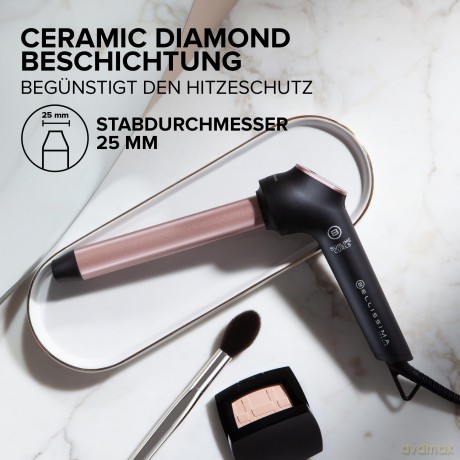 Bellissima Sublime Curls, Lockenstab, 25 mm Durchmesser, Display, 3 Temperaturen, Diamant-Keramik-Beschichtung, konstante Hitze, Anti-Brand-Spitze, Schnellaufheizung, 1,8 m Kabel