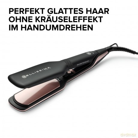Bellissima XL ION, Haarglätter, breites Glätteisen, Ionisator, konstante Hitze, Keramik- und Keratinbeschichtung, 5 Temperaturen von 150 bis 230°C, Schnellaufheizung, 1.8 m Kabel