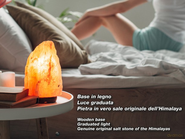 BEPER P201UTP100 Salzlampe Naturform, Holzsockel, Reduziert Stress, Reinigt die Luft