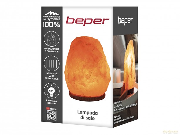 BEPER P201UTP100 Salzlampe Naturform, Holzsockel, Reduziert Stress, Reinigt die Luft
