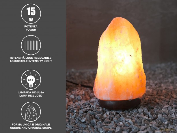 BEPER P201UTP100 Salzlampe Naturform, Holzsockel, Reduziert Stress, Reinigt die Luft