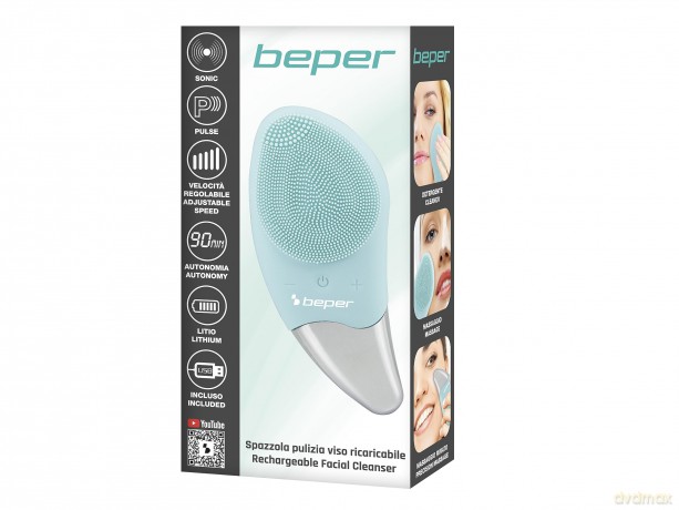 BEPER P302VIS002 Gesichtsreinigungsbürste, 5 W, Silikon, wasserdicht, Schall-Technologie, wiederaufladbar über USB-Kabel, Akku für bis zu 90 Minuten Laufzeit, ideal für alle Hauttypen