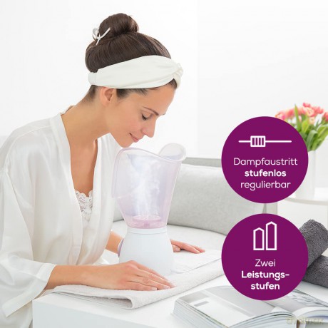 Beurer FS 60 Gesichtssauna, Gesichtsdampfer zur kosmetischen Gesichtspflege, öffnet die Poren und spendet Feuchtigkeit, wohltuender Dampf, auch für Aromatherapie und Inhalation geeignet Rosa
