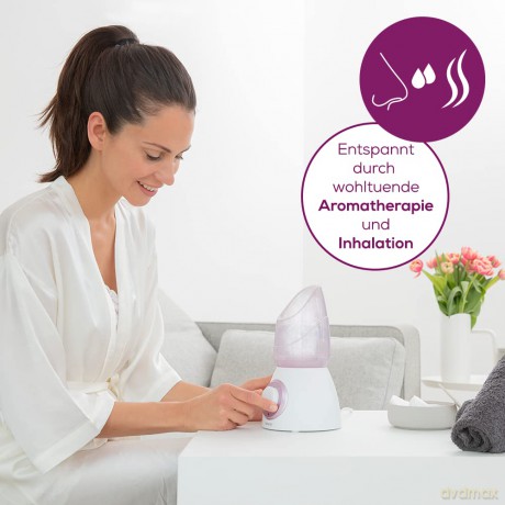 Beurer FS 60 Gesichtssauna, Gesichtsdampfer zur kosmetischen Gesichtspflege, öffnet die Poren und spendet Feuchtigkeit, wohltuender Dampf, auch für Aromatherapie und Inhalation geeignet Rosa
