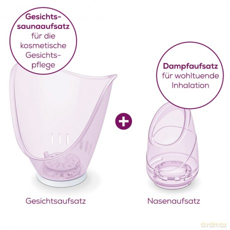 Beurer FS 60 Gesichtssauna, Gesichtsdampfer zur kosmetischen Gesichtspflege, öffnet die Poren und spendet Feuchtigkeit, wohltuender Dampf, auch für Aromatherapie und Inhalation geeignet Rosa