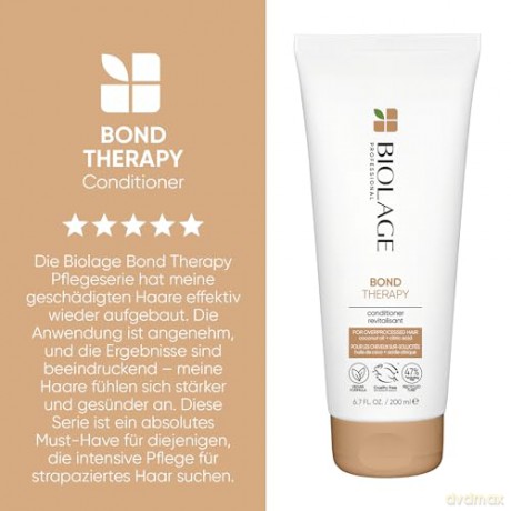 Biolage Conditioner für geschädigtes oder überstrapaziertes Haar, Mit Kokosnussöl und Zitronensäure, Stärkt Haarbrücken, Reduziert Haarbruch und beugt Spliss vor, Vegan, Bond Therapy, 1 x 200 ml