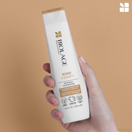 Biolage Shampoo für geschädigtes und überstrapaziertes Haar, Mit Kokosnussöl und Zitronensäure, Stärkt Haarbrücken, Reduziert Haarbruch und beugt Spliss vor, Vegan, Bond Therapy, 1 x 250 ml