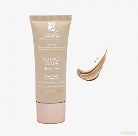 Bionike Defence Color Hydra Glow Foundation, feuchtigkeitsspendend, 24 Stunden, mit Hyaluronsäure und LSF 15, für normale und trockene Haut, antioxidativ und schützend, verleiht eine strahlende und