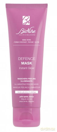 BioNike Defence Mask Instant Glow, Aufhellende Peeling-Maske, mit Glykolsäure und Litchee, Peeling- und Aufhellungswirkung, gibt eine glatte und lebendige Haut, 75 ml