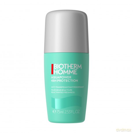 BIOTHERM Homme Aquapower 48H Deo Roll-On, Deodorant für Männer, mit Life Plankton und Oligo-Mineralien, antitranspirantes 48-h-Deo für frische Achseln mit langanhaltendem Minzduft, 75 g