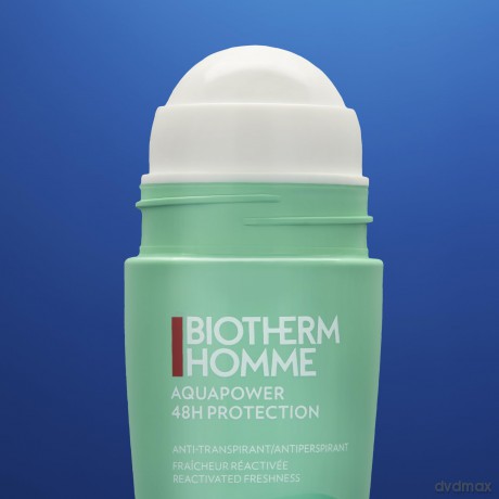 BIOTHERM Homme Aquapower 48H Deo Roll-On, Deodorant für Männer, mit Life Plankton und Oligo-Mineralien, antitranspirantes 48-h-Deo für frische Achseln mit langanhaltendem Minzduft, 75 g
