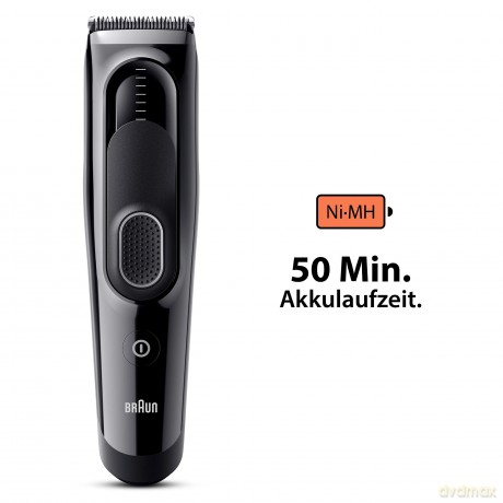 Braun Haarschneider Herren, Haarschneidemaschine Profi, Haare schneiden zu Hause, 9 Längeneinstellungen, 1 Kammaufsatz, 50 Min. NiMH-Akku Laufzeit, HC5310