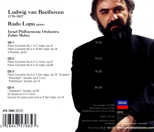 Radu Lupu: Beethoven:Piano Concertos,Sonatas,Rondas [4CD]