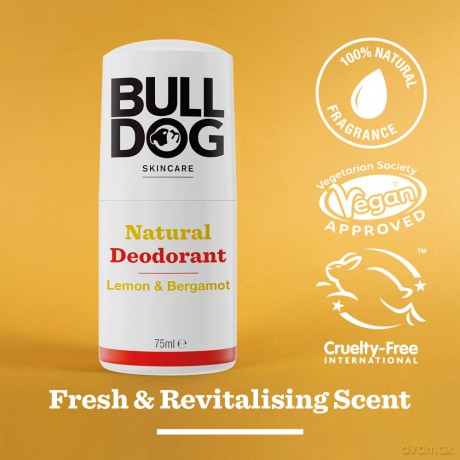 BULLDOG - Bodycare for Men | Lemon and Bergamotte Roll On Natural Deodorant | 24h Geruchsschutz | 75ml