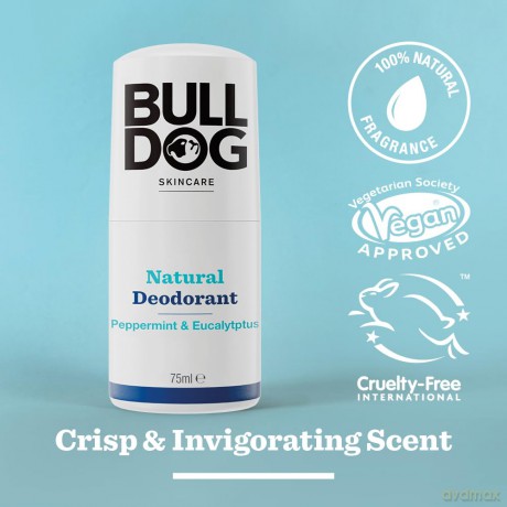 Bulldog Skincare Peppermint and Eucalyptus Roll On Natural Deodorant 75ml