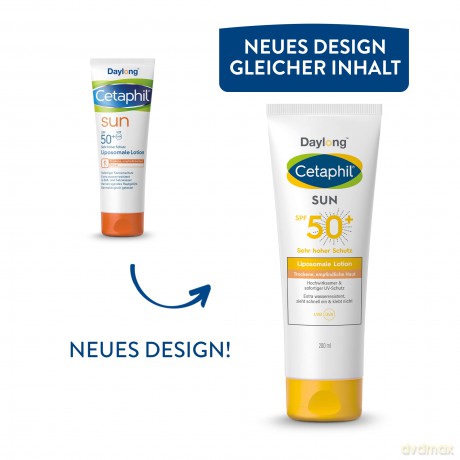 CETAPHIL SUN Liposomale Sonnenlotion SPF 50+, 200ml, Dermatologischer Sonnenschutz für trockene, empfindliche Haut, Sofortiger & hochwirksamer UVA- & UVB-Schutz, Extra wasserresistent, Ohne Duftstoffe