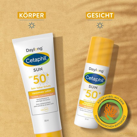 CETAPHIL SUN Liposomale Sonnenlotion SPF 50+, 200ml, Dermatologischer Sonnenschutz für trockene, empfindliche Haut, Sofortiger & hochwirksamer UVA- & UVB-Schutz, Extra wasserresistent, Ohne Duftstoffe