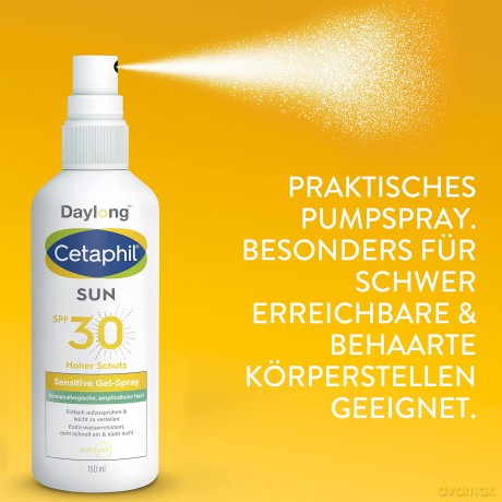 CETAPHIL SUN Sensitive Gel-Spray SPF 30, 150ml, Sonnenschutz für Sportler und bei sonnenallergischer, empfindlicher Haut, Einfach aufzusprühen, leicht zu verteilen und klebt nicht, Ohne Duftstoffe