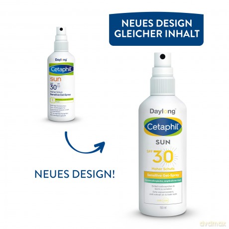 CETAPHIL SUN Sensitive Gel-Spray SPF 30, 150ml, Sonnenschutz für Sportler und bei sonnenallergischer, empfindlicher Haut, Einfach aufzusprühen, leicht zu verteilen und klebt nicht, Ohne Duftstoffe