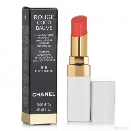 CHANEL Rouge Coco Baume Hydrating Beautifying Tinted Lip Balm Nr.916 Flirty Coral, 3 g