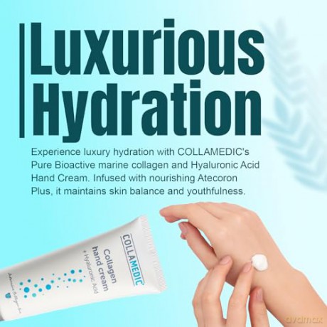 COLLAMEDIC Feuchtigkeitsspendende Handcreme, Feuchtigkeitscreme für trockene Hände mit Kollagen, Hyaluronsäure,