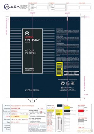 Collistar Acqua Vetiver Duschgel-Shampoo für Männer, reinigt Körper und Haare, pflegt und spendet Feuchtigkeit, ohne SLES, 250 ml