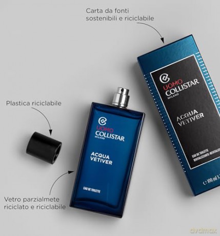 Collistar Acqua Vetiver Revitalisierendes Eau de Toilette, intensiver Duft für den Körper mit würzigen Noten, 100 ml