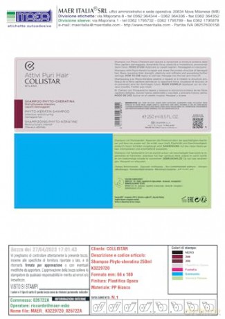 Collistar Aktive Puri Hair Shampoo Phyto Keratin, Intensiv, pflegend, für geschädigtes und strapaziertes Haar, 250 ml