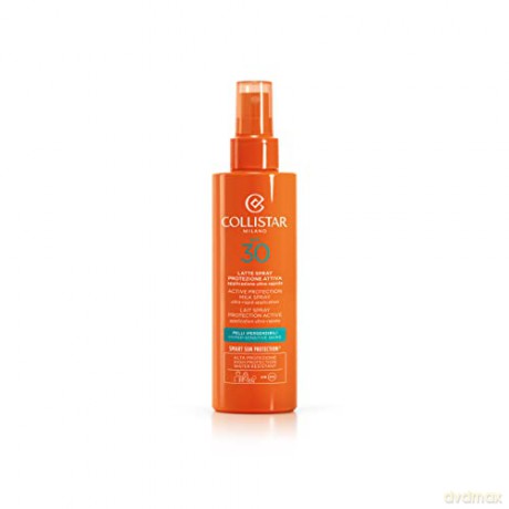 Collistar aktive Spray-Sonnenschutzmilch für hypersensible Haut, LSF 30, ideal für empfindliche/reaktive Haut, für Gesicht und Hals, wasserfest, 200 ml